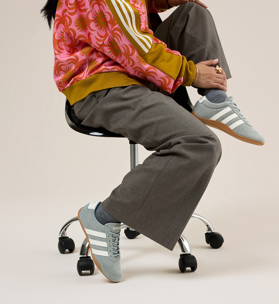 light blue adidas soccer-inspired sneakers