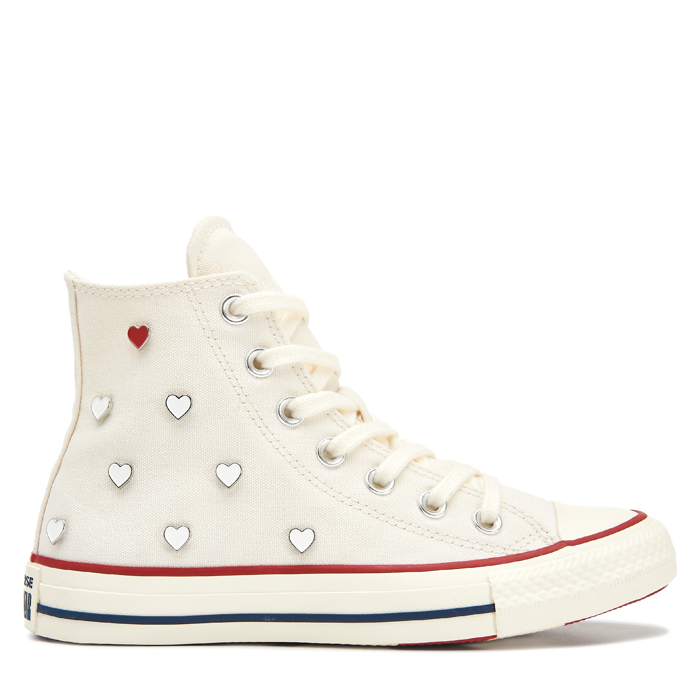 beige Converse with hearts