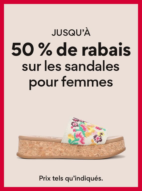 Jusqu'a 50% de rabais sur les sandales pour femmes