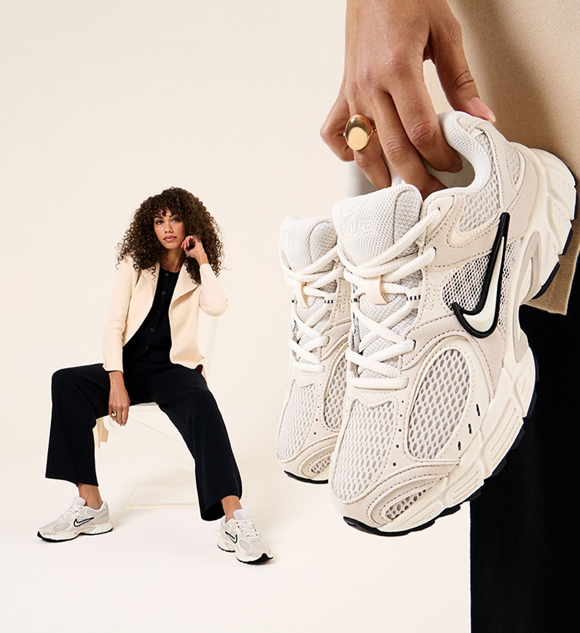 woman wearing Nike retro sneakers