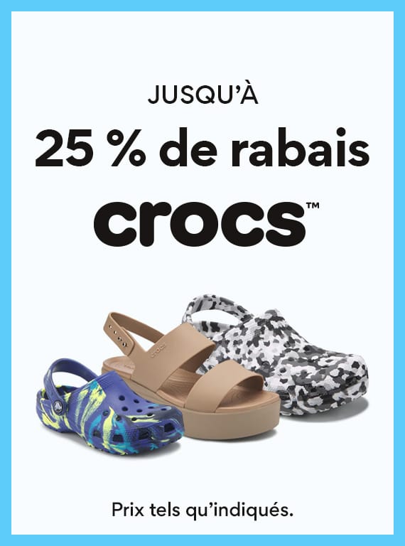 Jusqu'a 25% de rabais crocs