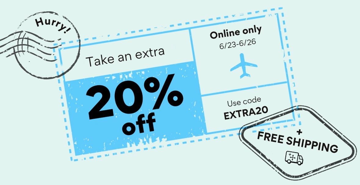 Take an extra 20% off online only and free shipping