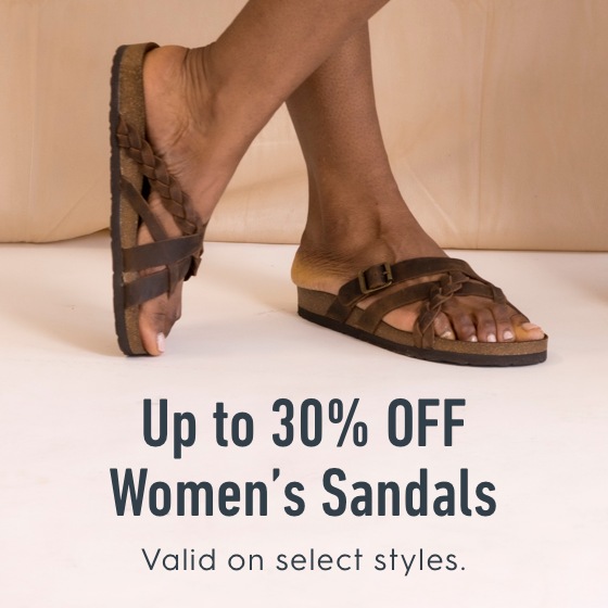 up to 30% off promo on select women's sandals