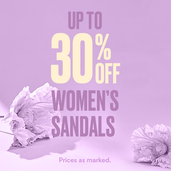 up to 30% off women's sandals. prices as marked