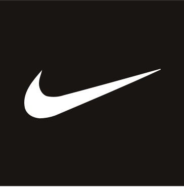 white nike logo on black background