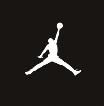 white jordan jumpman logo on black background