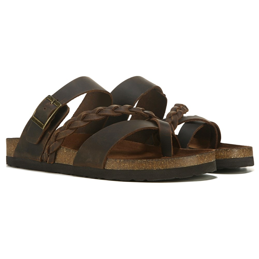 White Mountain Women's Hazy Leather Footbed Sandal Famous
