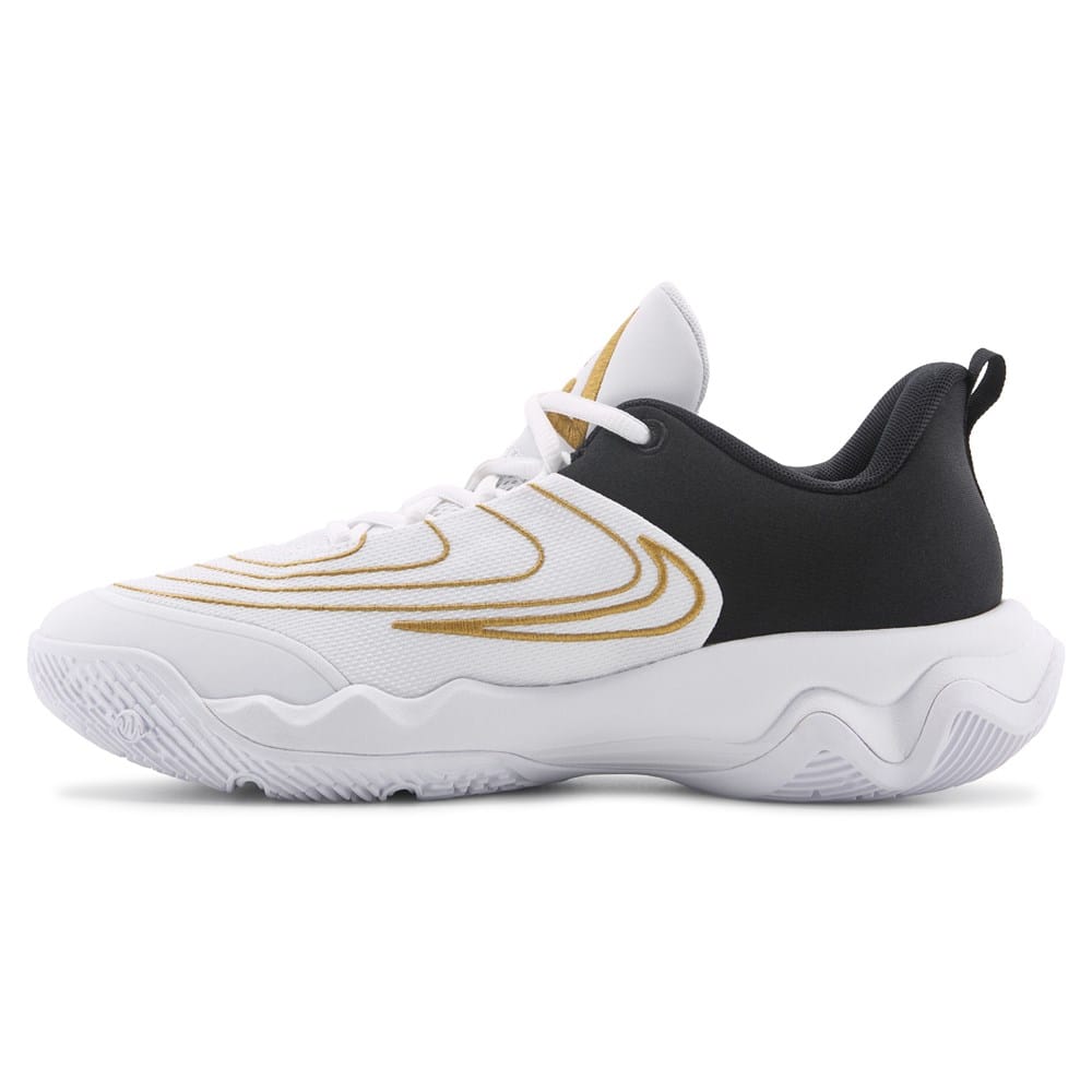 white and gold basketball shoes
