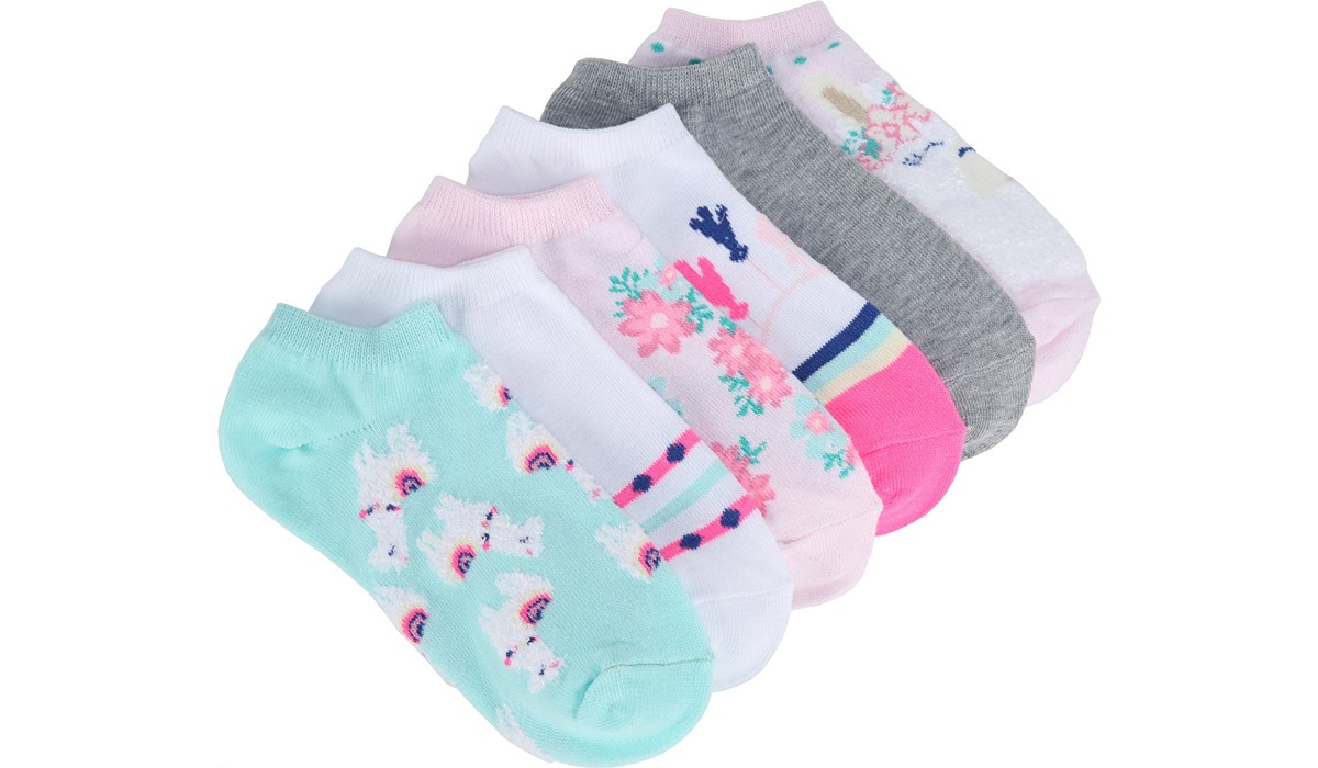 Kids' 6 Pack Llama and Floral No Show Socks - Pair