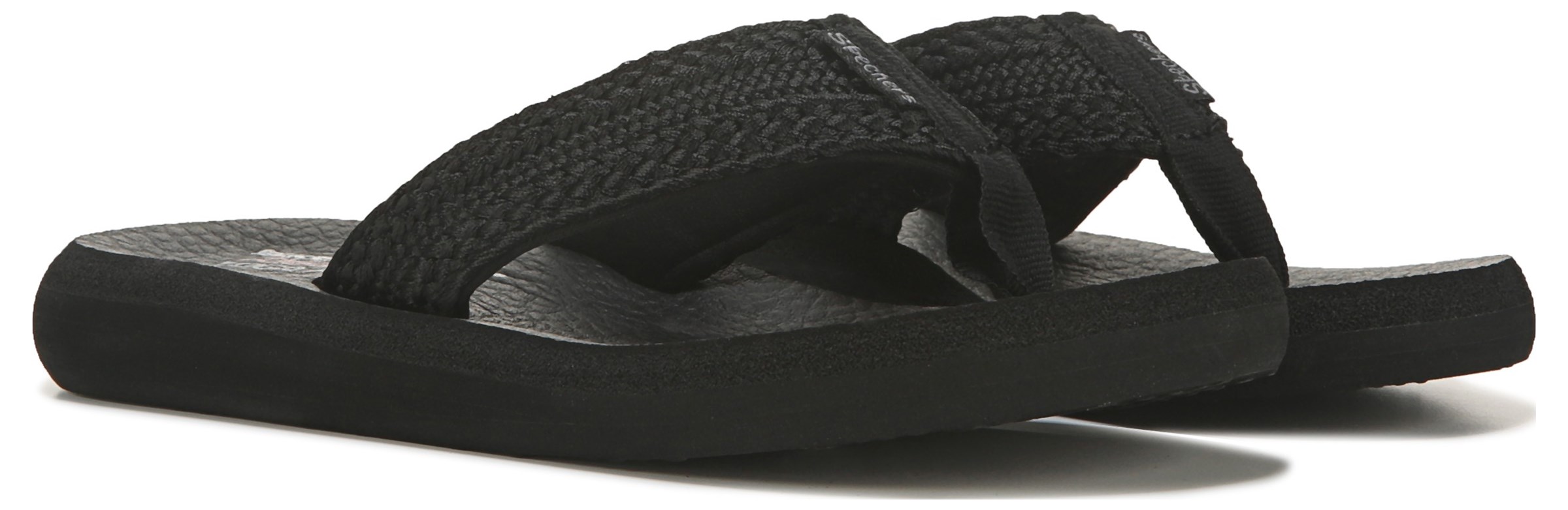Skechers Yoga Foam 31601 Slip On Thong Flip Flop Sandals Women Sz 10 Black  bling